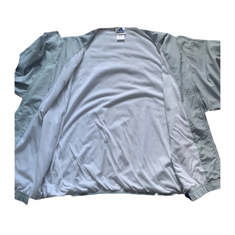 Adidas Track Jacket Mens 42/44 Large Full Zip Powder Blue Long Sleeve - Picture 3 of 10